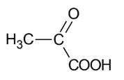 Strukturformel von Essigsäure mit CH3-, C=O- und COOH-Gruppe